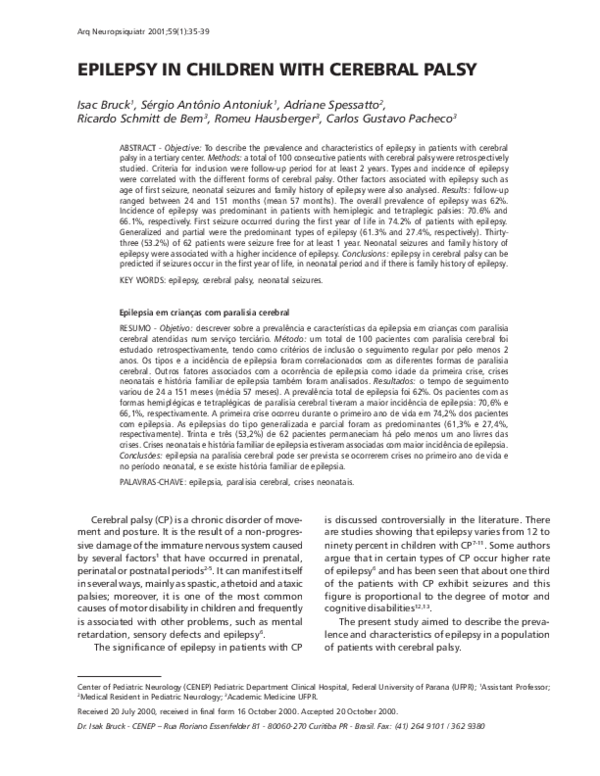 (PDF) Epilepsy in children with cerebral palsy | Prahbhjot Malhi ...