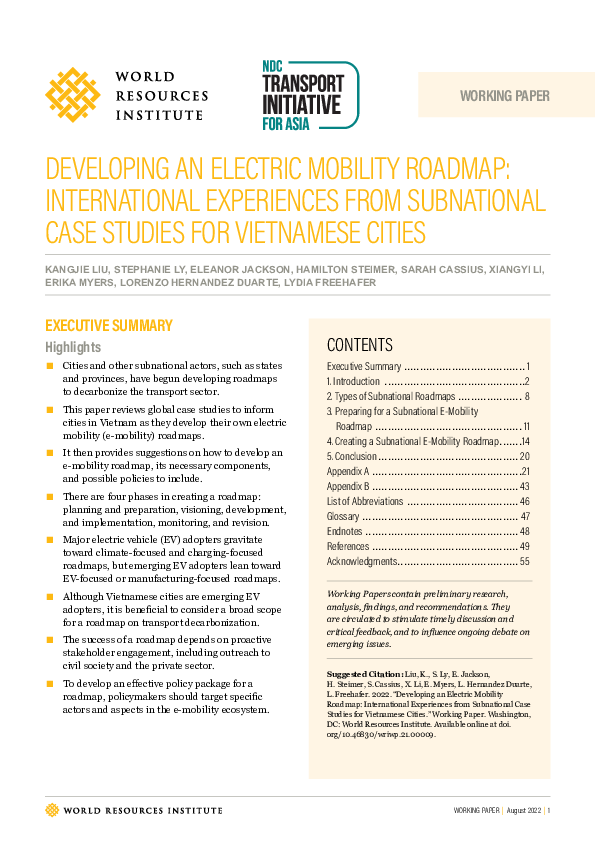 (PDF) Developing an Electric Mobility Roadmap: International ...
