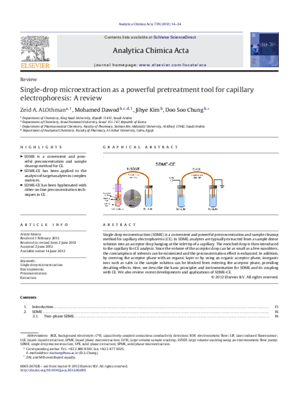 (PDF) Single-drop microextraction as a powerful pretreatment tool for ...