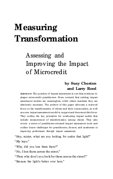 (PDF) Measuring transformation: assessing and improving the impact of ...