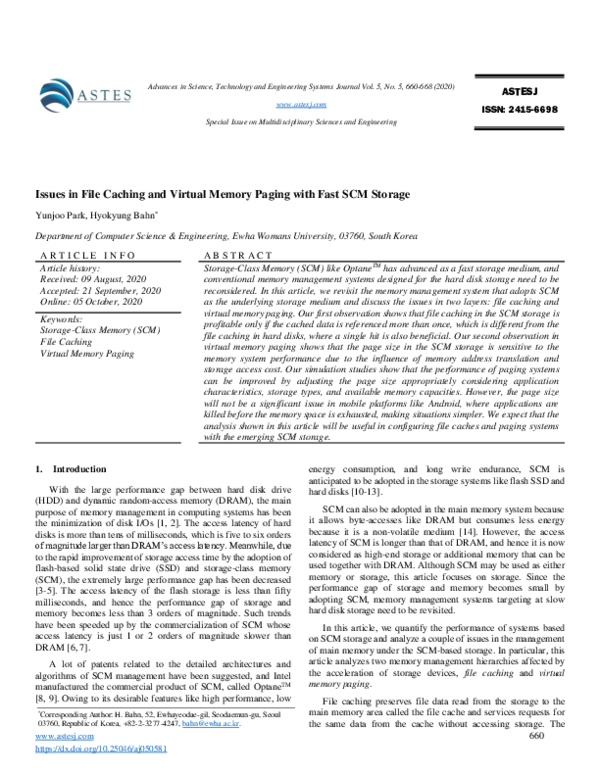 (PDF) Issues in File Caching and Virtual Memory Paging with Fast SCM ...