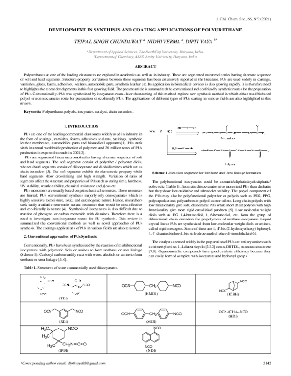 (PDF) Development in Synthesis and Coating Applications of Polyurethane