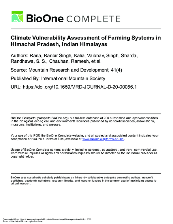(PDF) Climate Vulnerability Assessment of Farming Systems in Himachal ...