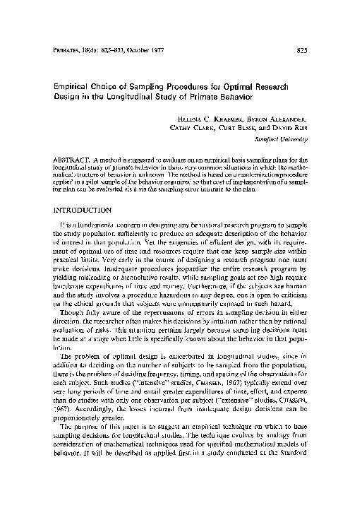 (PDF) Empirical choice of sampling procedures for optimal research ...