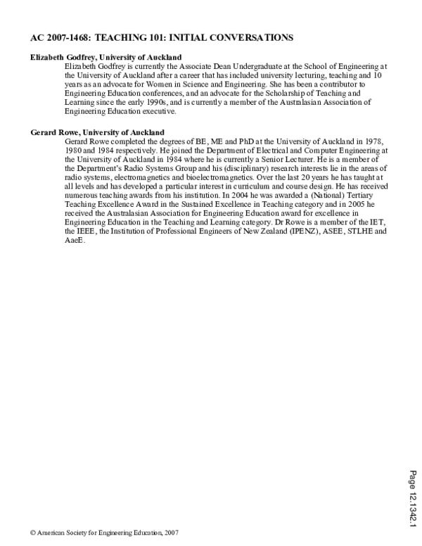 (PDF) Teaching 101: Initial Conversations