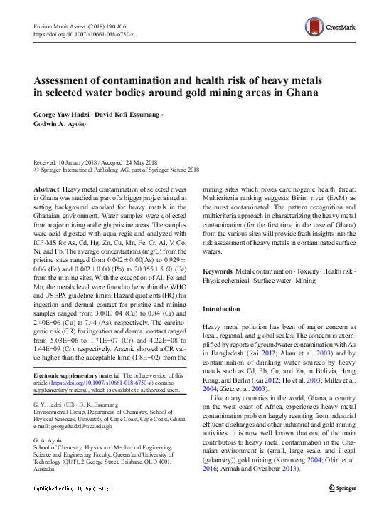 (PDF) Assessment of contamination and health risk of heavy metals in ...