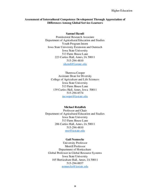 (PDF) Assessment of Intercultural Competence Development Through ...
