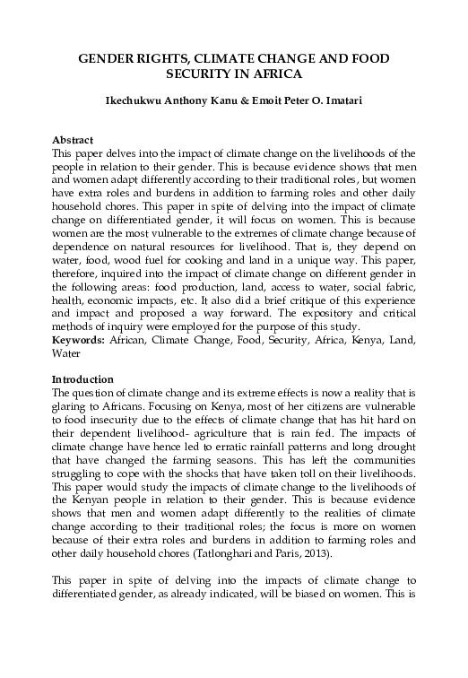 (PDF) GENDER RIGHTS, CLIMATE CHANGE AND FOOD SECURITY IN AFRICA