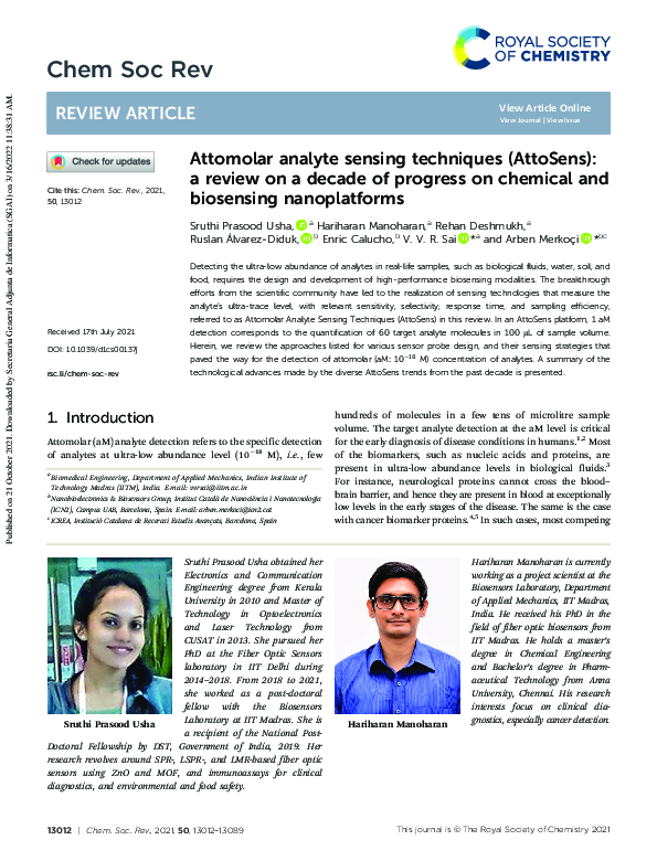 (PDF) Attomolar analyte sensing techniques (AttoSens): a review on a ...