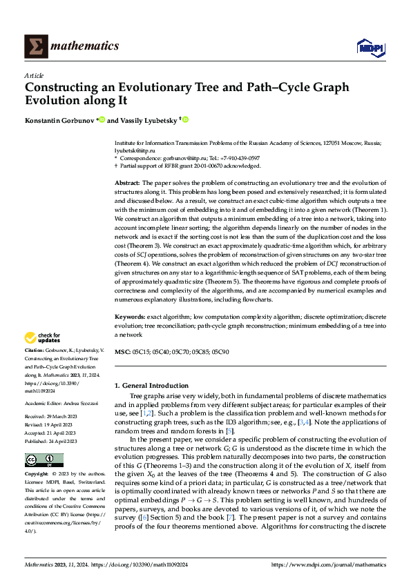 (PDF) Constructing an Evolutionary Tree and Path–Cycle Graph Evolution ...