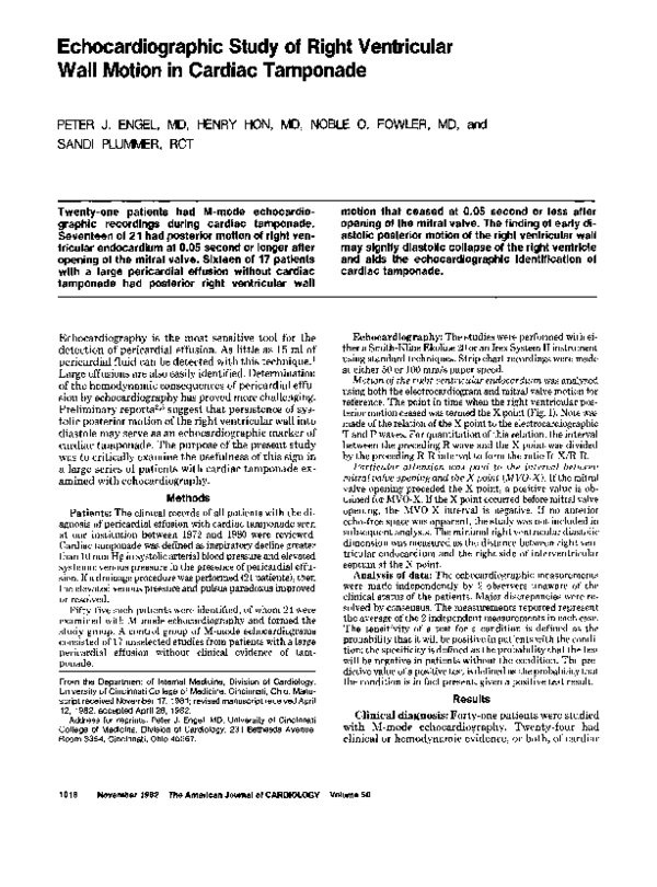 (PDF) Echocardiographic study of right ventricular wall motion in ...