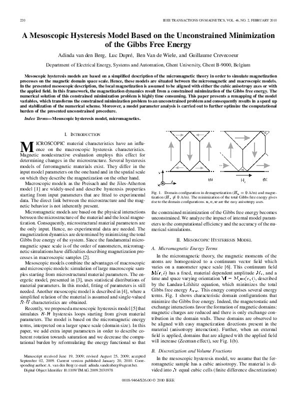 (PDF) A Mesoscopic Hysteresis Model Based on the Unconstrained ...