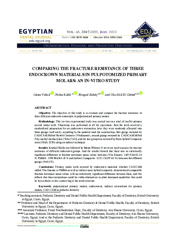 (PDF) Comparing the Fracture Resistance of Three Endocrown Materials in ...