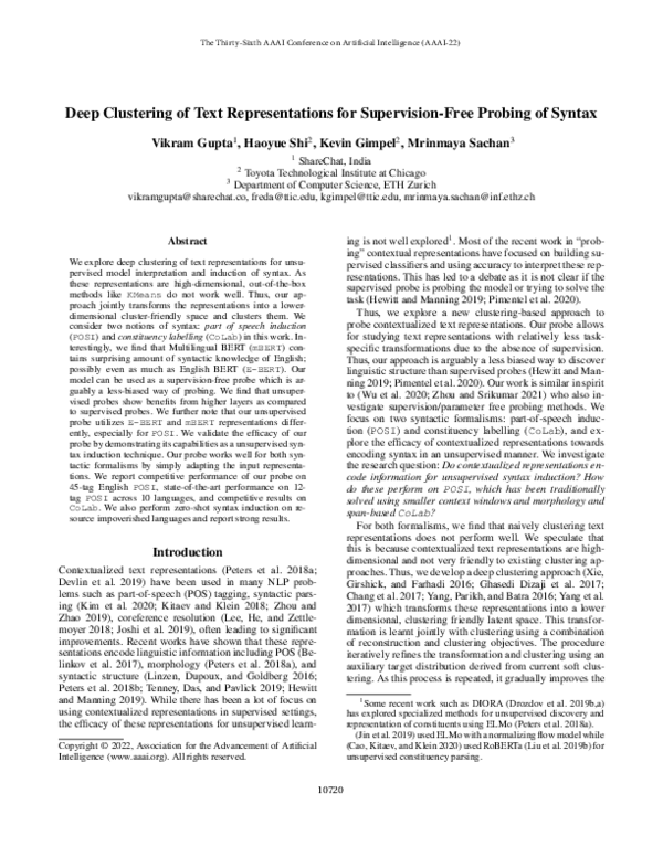 (PDF) Deep Clustering of Text Representations for Supervision-Free ...