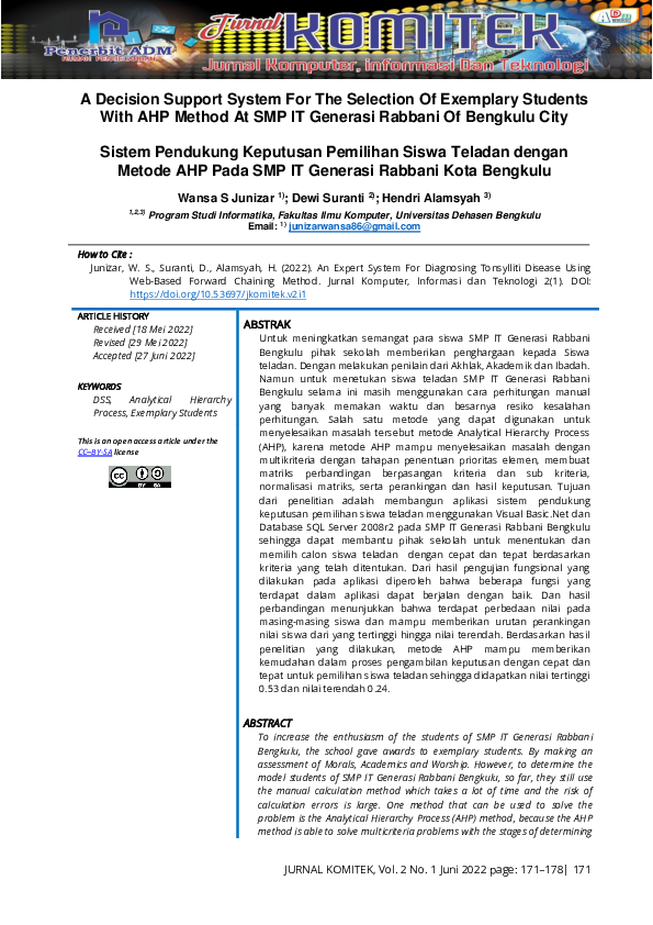 (PDF) A Decision Support System For The Selection Of Exemplary Students ...