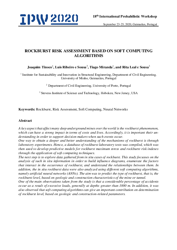 (PDF) Rockburst Risk Assessment Based on Soft Computing Algorithms