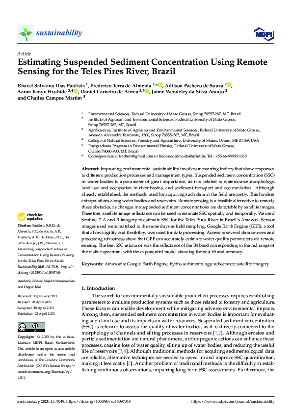 (PDF) Estimating Suspended Sediment Concentration Using Remote Sensing ...