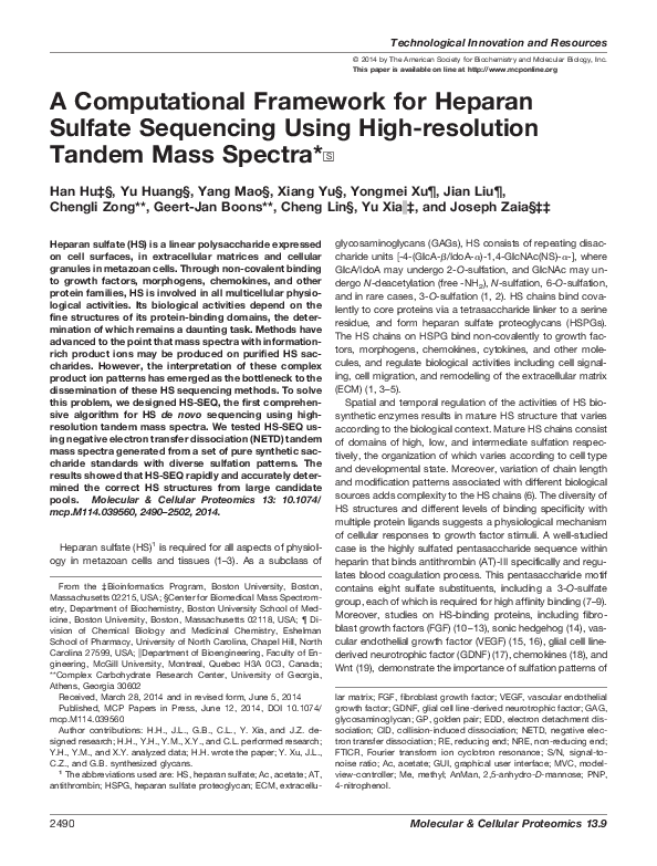 (PDF) A computational framework for heparan sulfate sequencing using ...