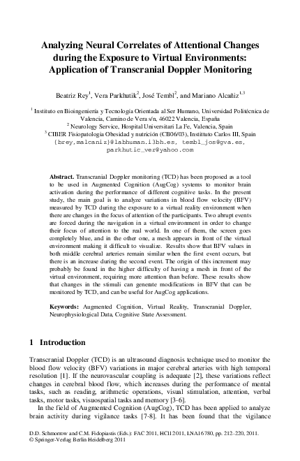 (PDF) Analyzing Neural Correlates of Attentional Changes during the ...