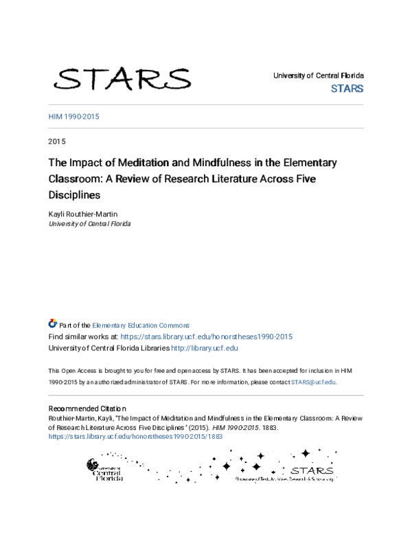 (PDF) The Impact of Meditation and Mindfulness in the Elementary ...