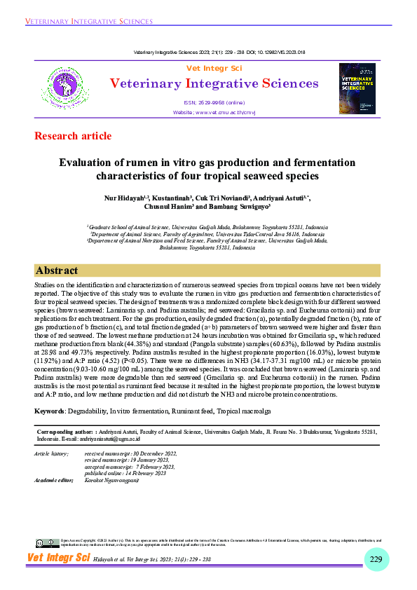 (PDF) Evaluation of rumen in vitro gas production and fermentation ...