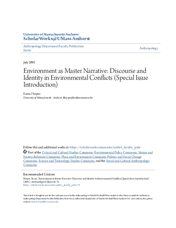 (PDF) Introduction: The Environment as Master Narrative: Discourse and ...