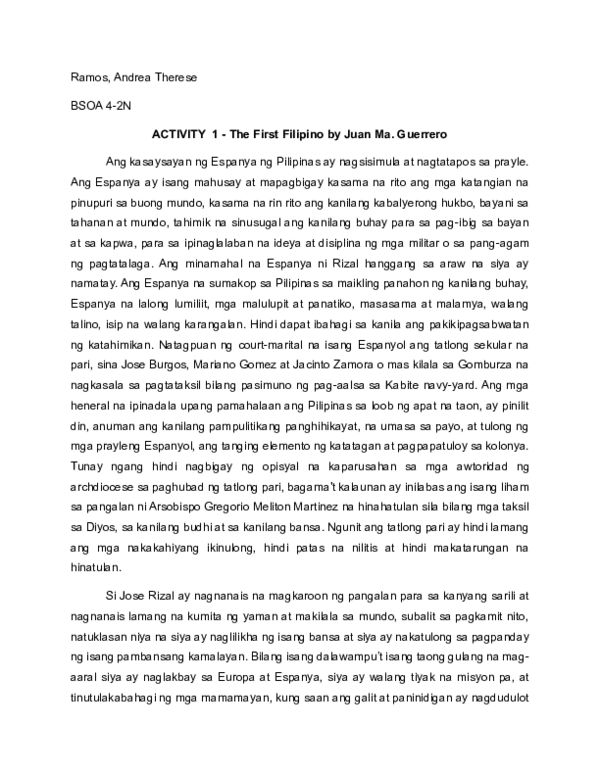 (PDF) Activity 1 - The First Filipino Critical Paper