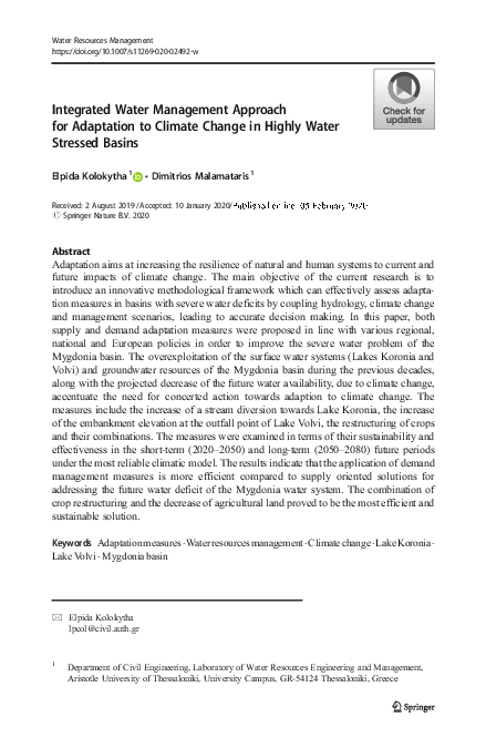 (PDF) Integrated Water Management Approach for Adaptation to Climate ...