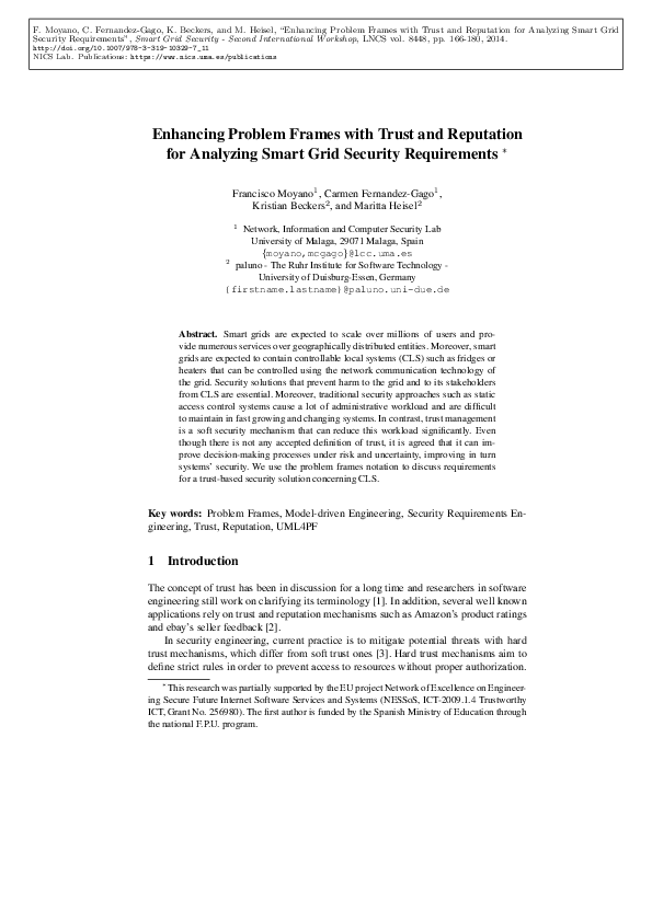 (PDF) Enhancing Problem Frames with Trust and Reputation for Analyzing ...