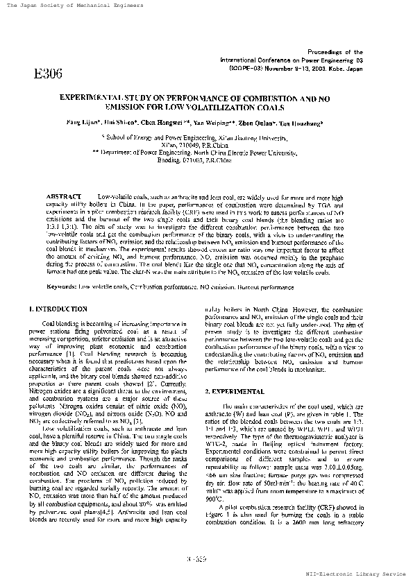 (PDF) E306 Experimental Study on Performance of Combustion and No ...