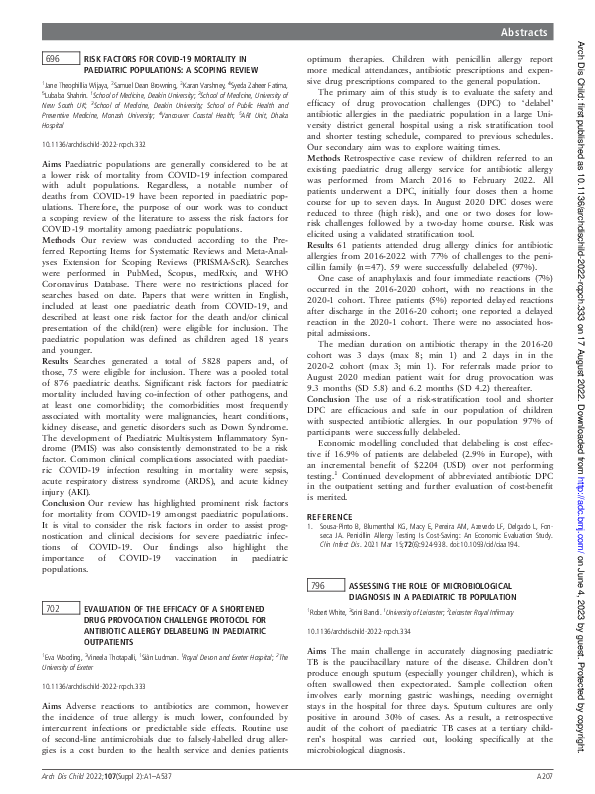 (PDF) 702 Evaluation of the efficacy of a shortened drug provocation ...