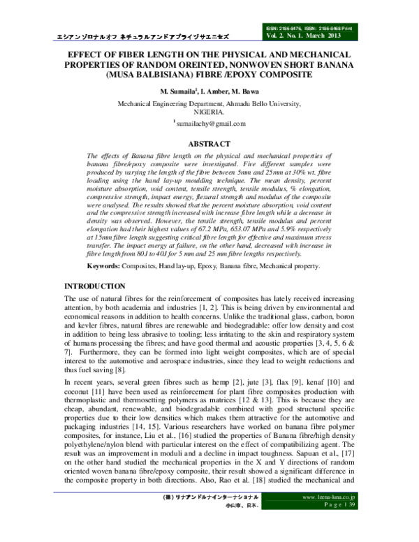 (PDF) Effect of Fiber Length on the Physical and Mechanical Properties ...