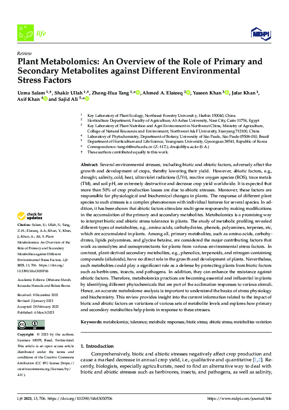 (PDF) Plant Metabolomics: An Overview of the Role of Primary and ...