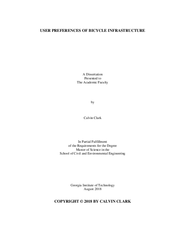(PDF) User preferences of bicycle infrastructure