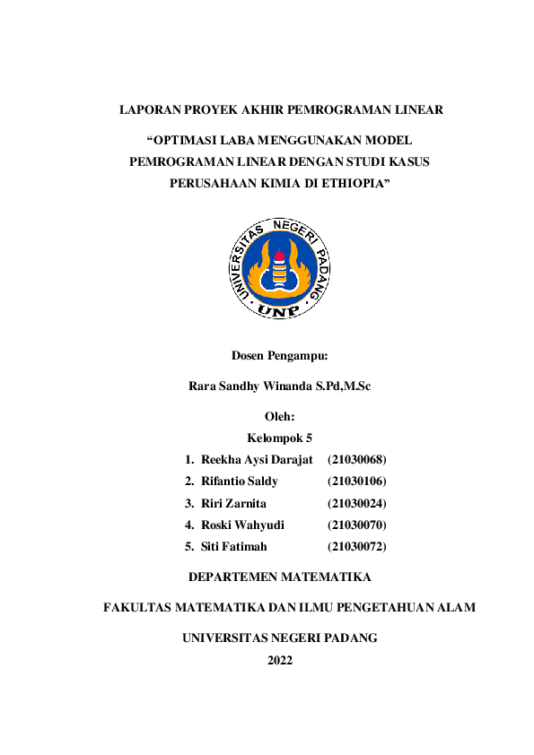 (PDF) Profit Optimization using linear programming with the manual ...