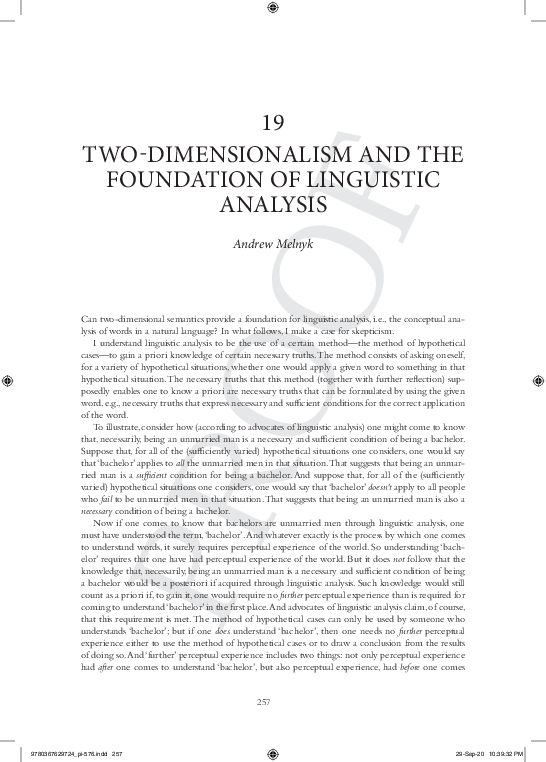 (PDF) Two-Dimensionalism and the Foundation of Linguistic Analysis