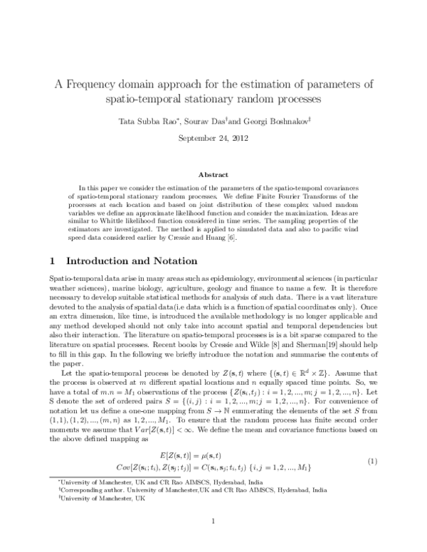 (PDF) A Frequency Domain Approach for the Estimation of Parameters of ...