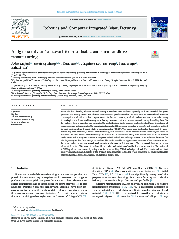 (PDF) A big data-driven framework for sustainable and smart additive ...