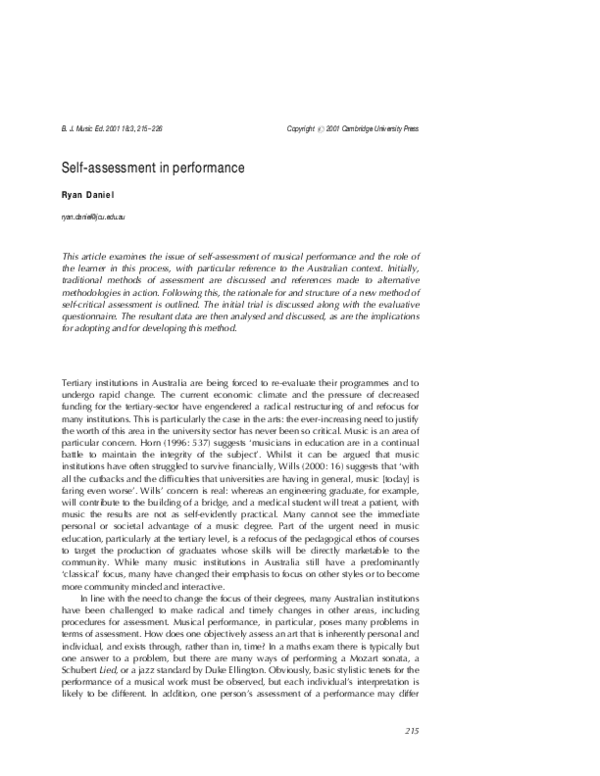 (PDF) Self-assessment in performance