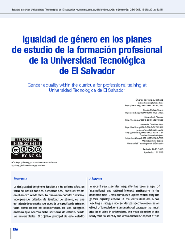 (PDF) Igualdad de género en los planes de estudio de la formación ...