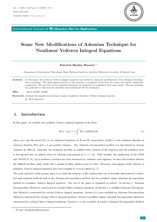 (PDF) Some New Modifications of Adomian Technique for Nonlinear ...