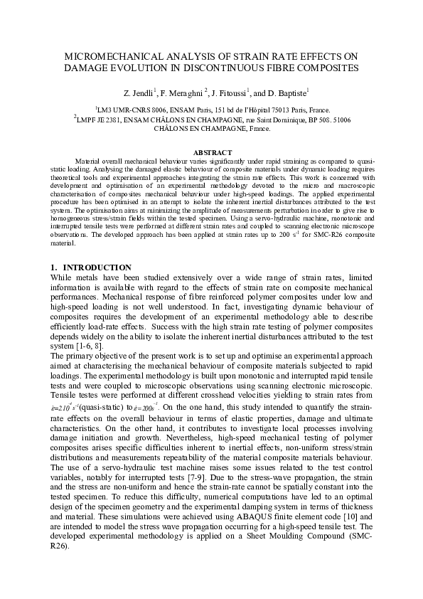(PDF) Micromechanical analysis of strain rate effect on damage ...