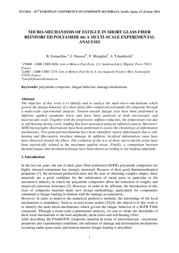 (PDF) Micro-mechanisms of fatigue in short glass fiber reinforced ...