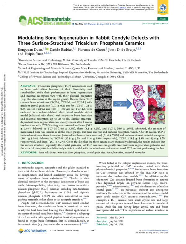 (PDF) Modulating Bone Regeneration in Rabbit Condyle Defects with Three ...