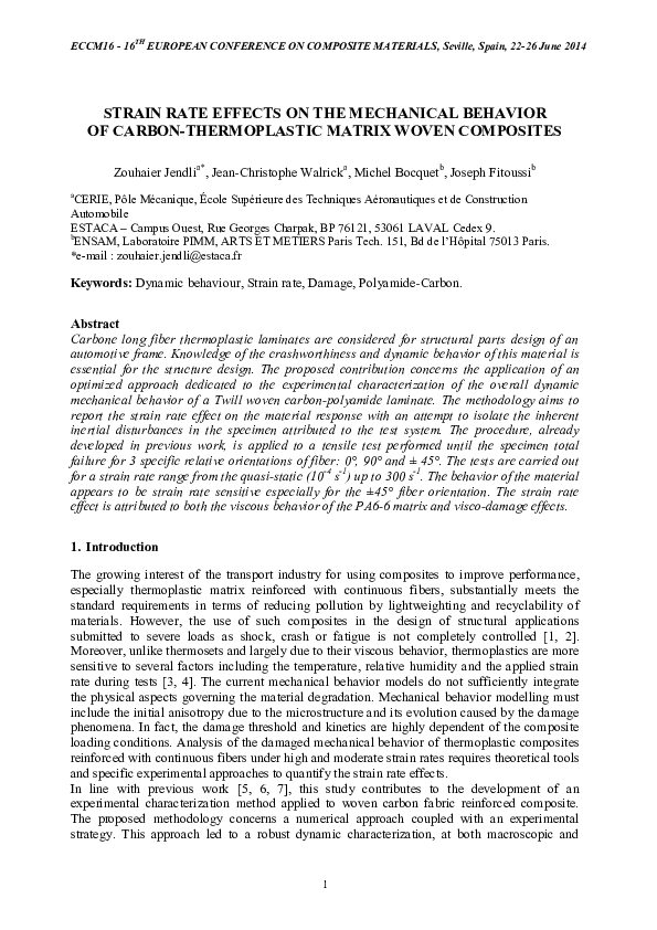 (PDF) Strain Rate Effects on the Mechanical Behavior of Carbon ...