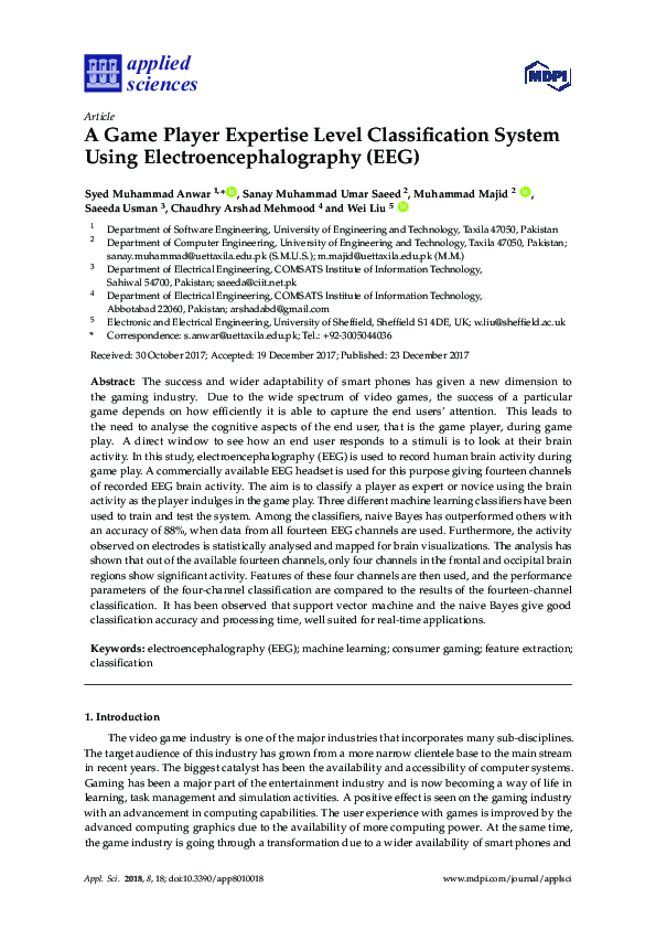 (PDF) A Game Player Expertise Level Classification System Using ...