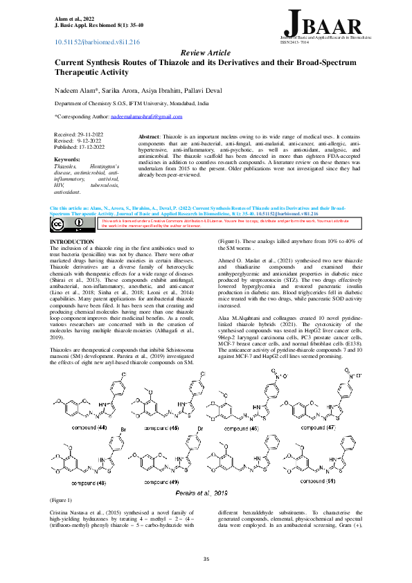 (PDF) Current synthesis routes of thiazole and its derivatives and ...