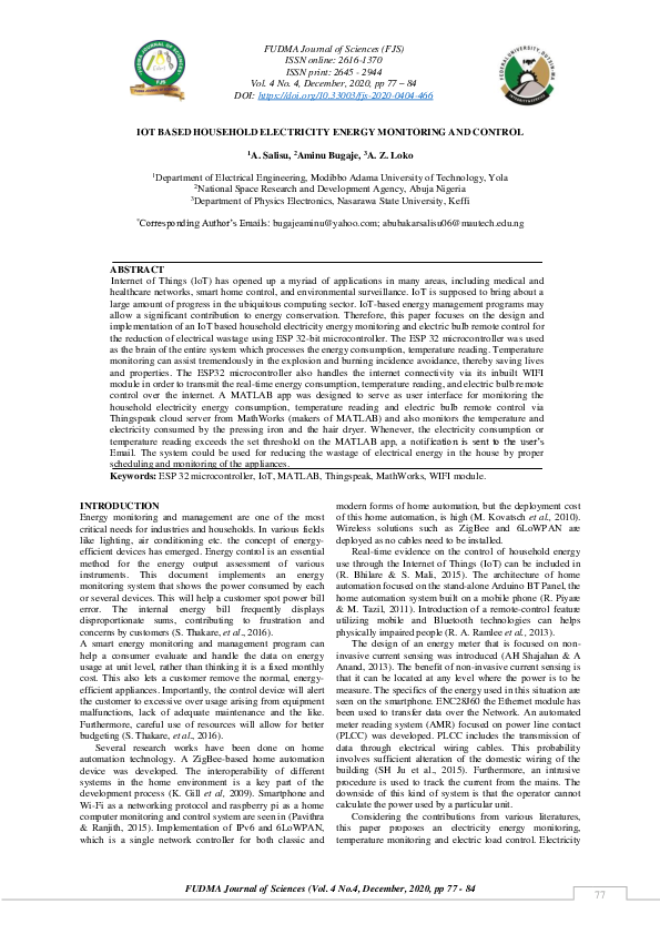 (PDF) Iot Based Household Electricity Energy Monitoring and Control