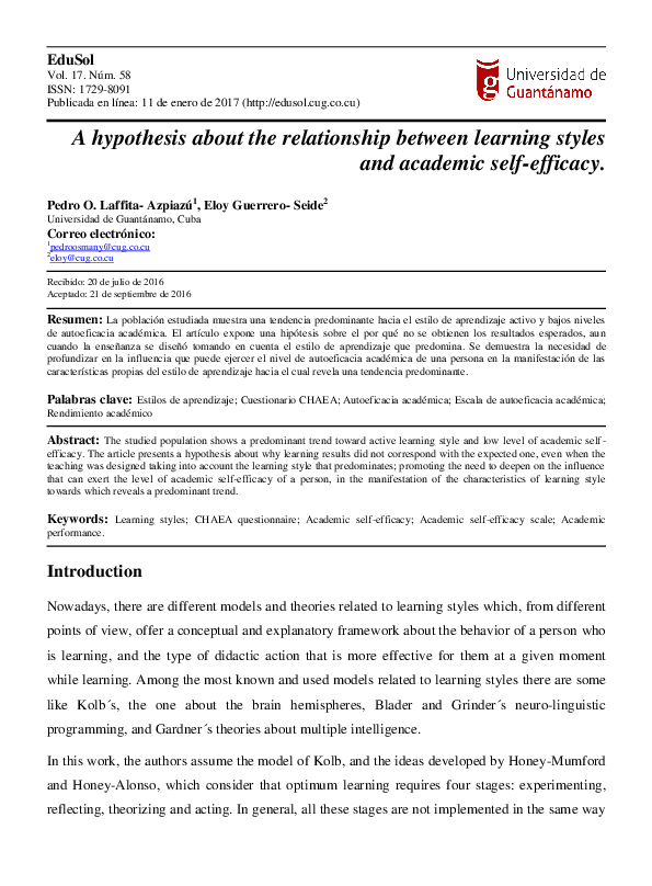 (PDF) A hypothesis about the relationship between learning styles and ...