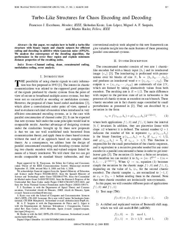 (PDF) Turbo-like structures for chaos encoding and decoding | Slobodan ...